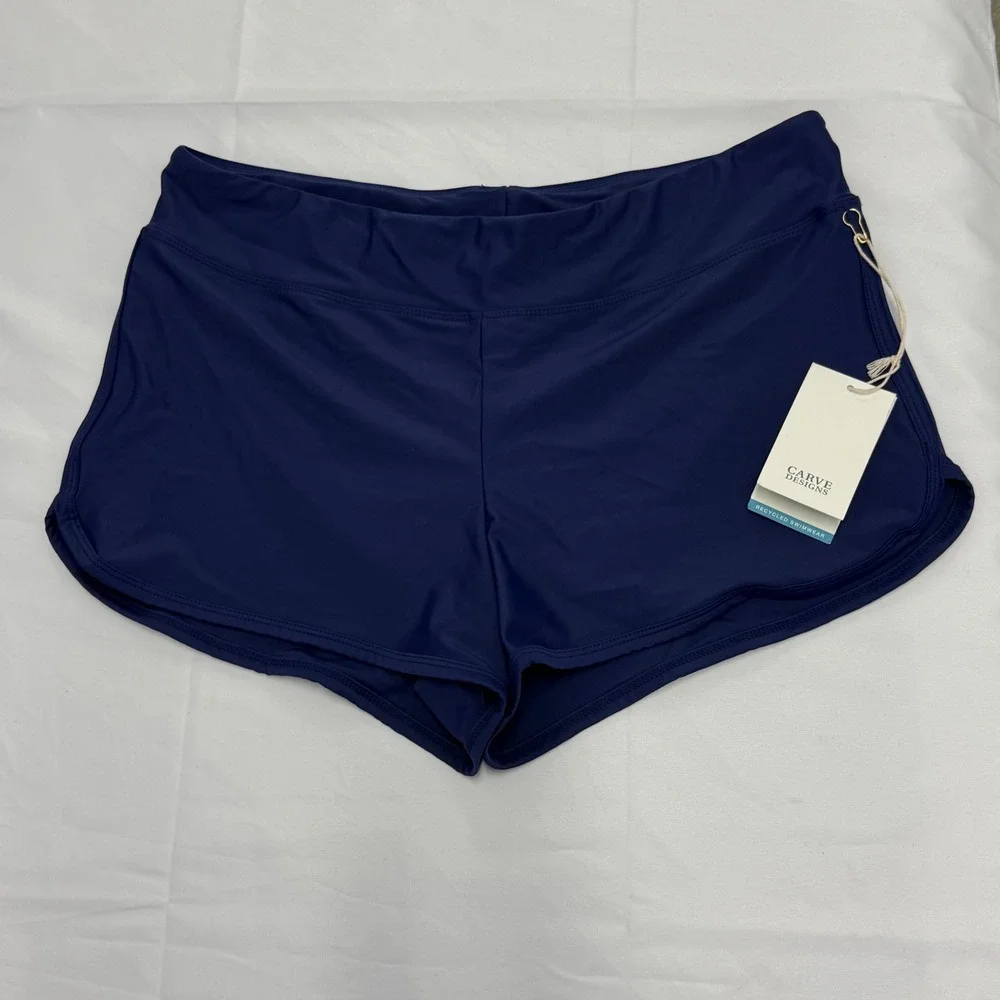 Carve Designs Navy Blue Board Shorts Swim Bottoms UPF 50 Medium Rise Large NWT
